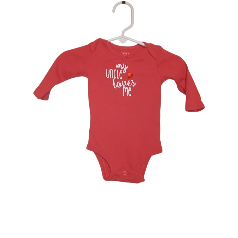 Carter's Red 'My Uncle Loves Me' Girls Bodysuit Onesie Size 3 Months!